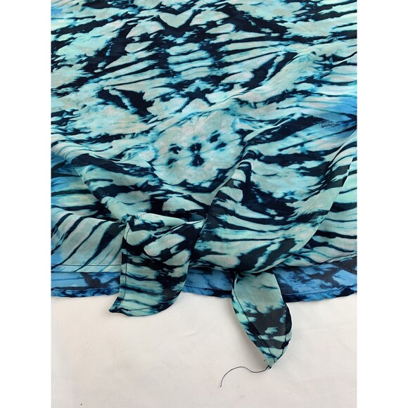 Copper Key Womens Top Blouse Sz L Sheer Blue & White Tie-dye Print Tie-Front - Picture 5 of 8